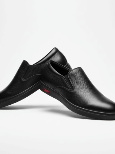 JADE Black Leather Slip-Ons