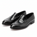 Black leather penny loafer
