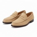 Beige leather penny loafers